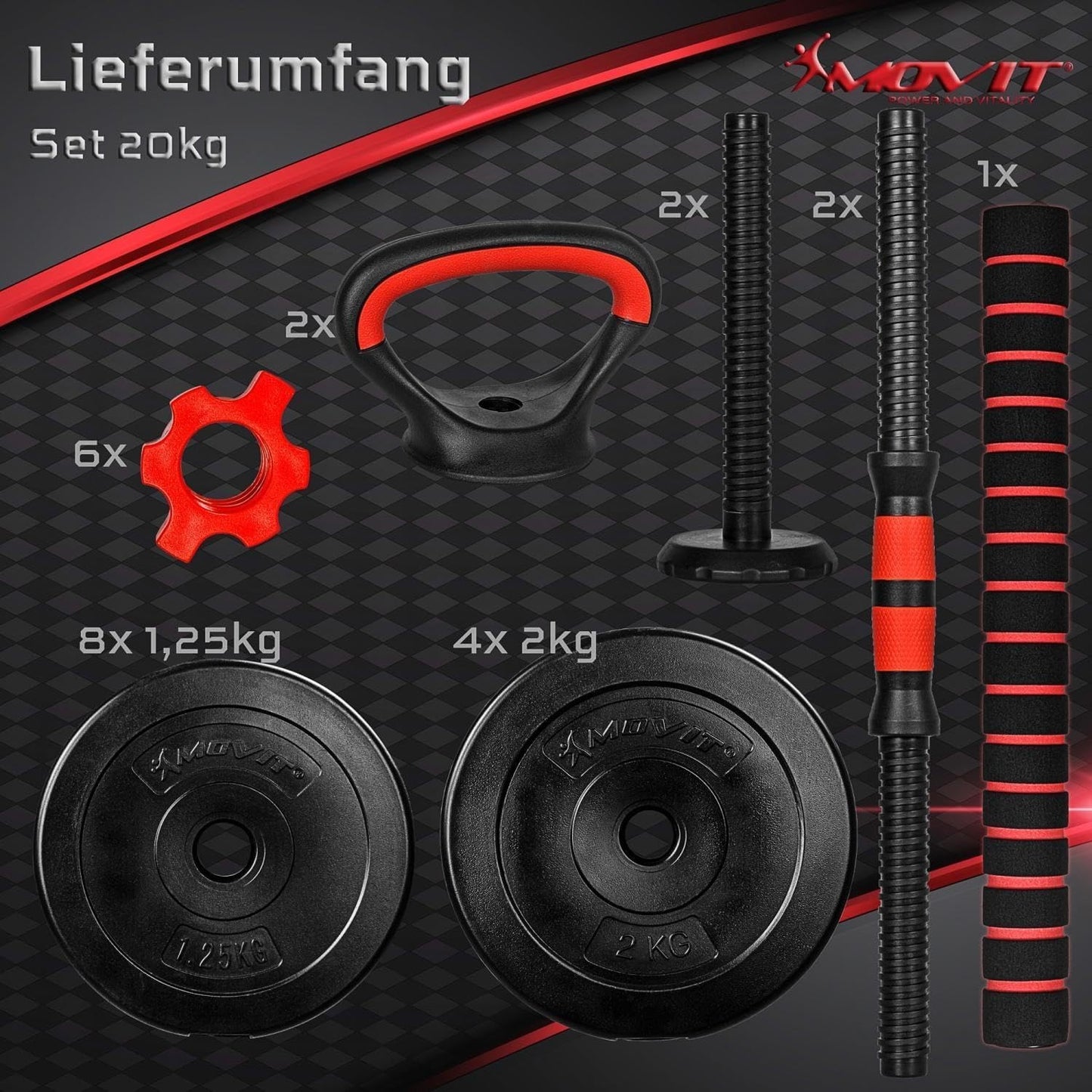 Set de haltere 6 în 1 20 - 30 kg
