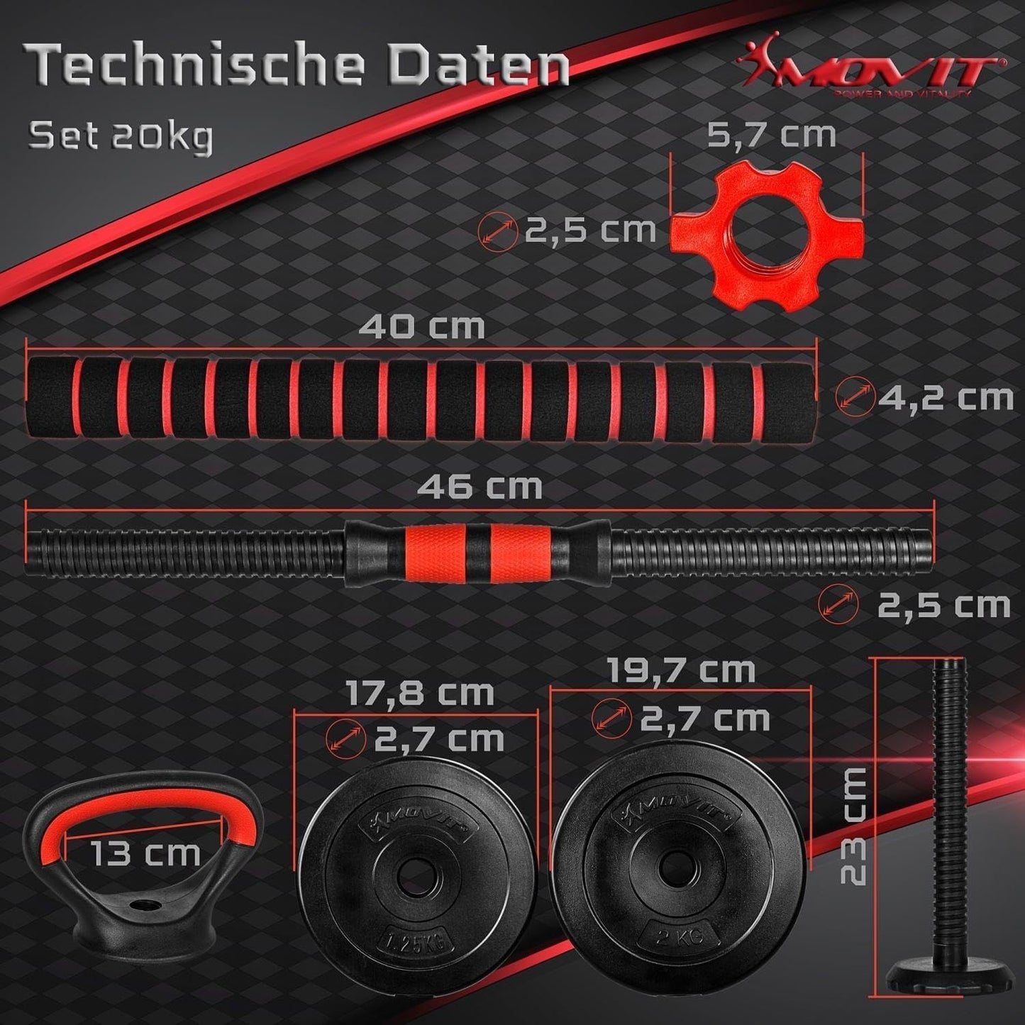 Set de haltere 6 în 1 20 - 30 kg
