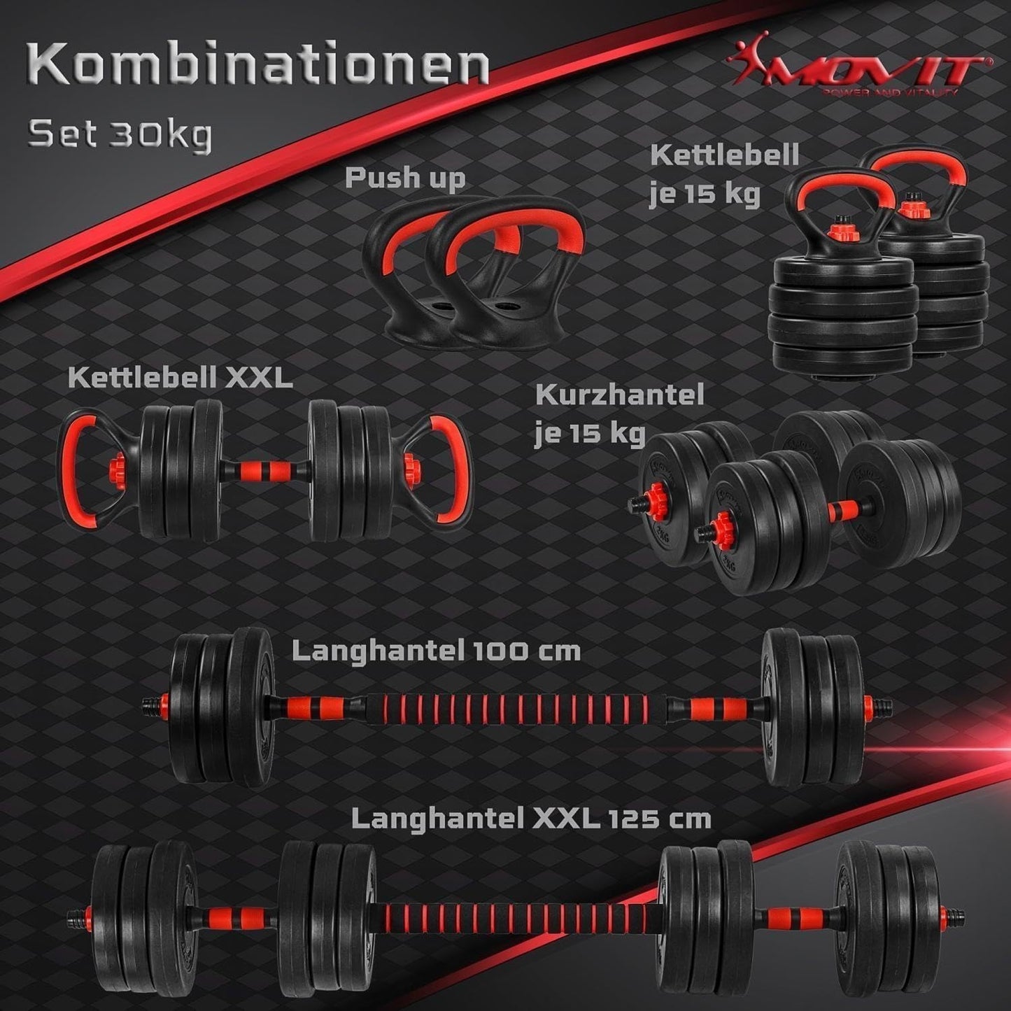 Set de haltere 6 în 1 20 - 30 kg
