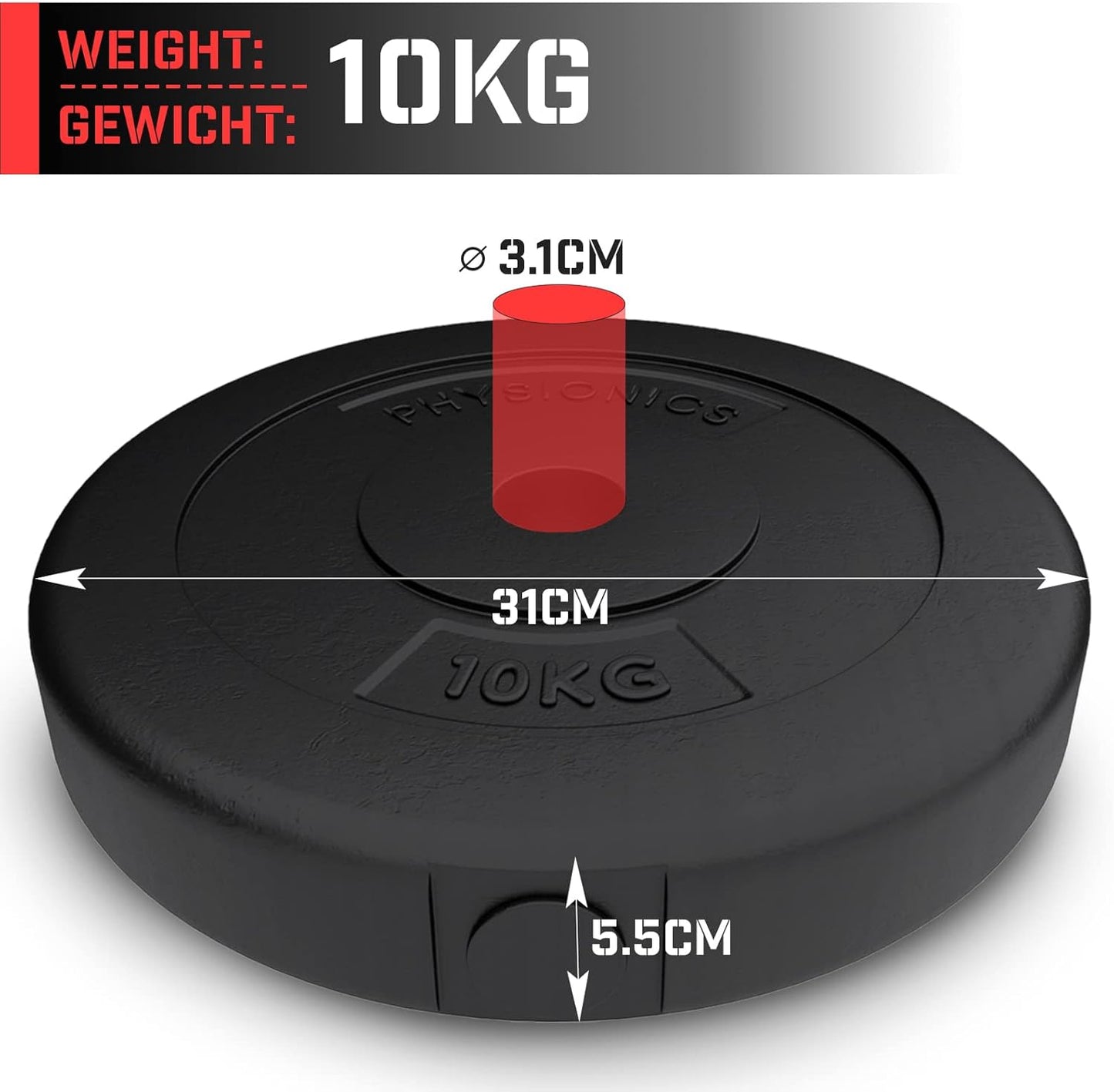 Set de discuri pentru haltere din plastic 5 - 30 kg 30 mm