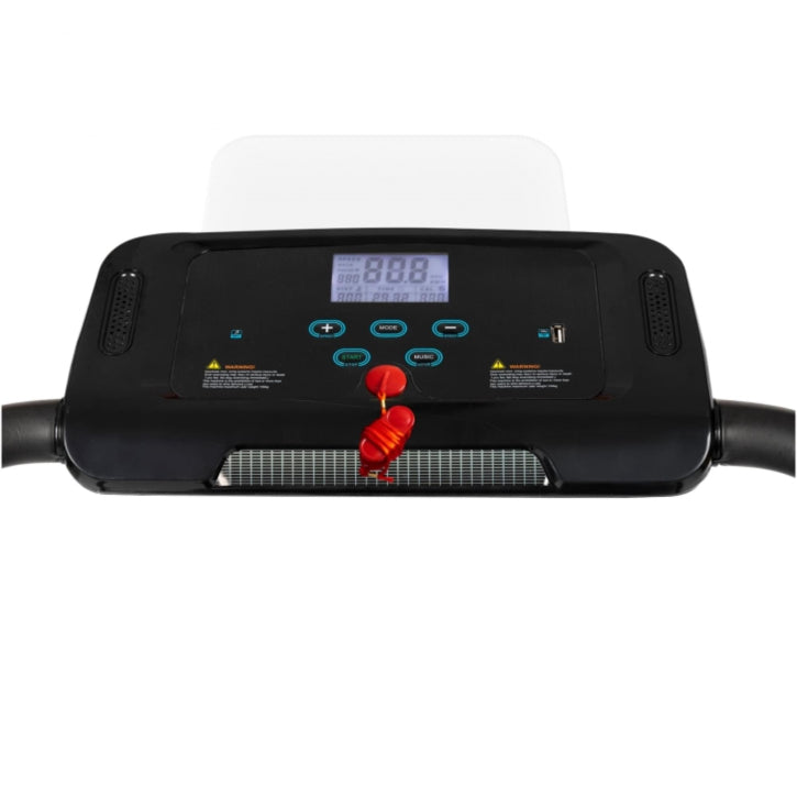 Banda de alergare 500W, pliabila, afisaj LED, conexiune Bluetooth telefon/tableta, 5 programe, 3 nivele inclinare, 10 km/h, 120 x 61 x 112 cm