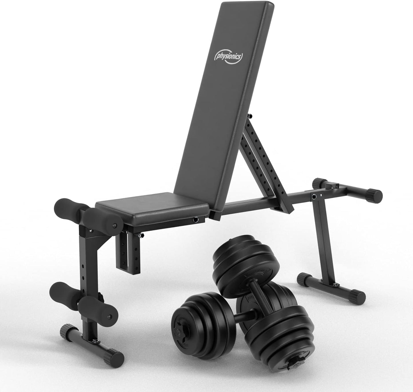 Banca multifunctionala si set de gantere, 30 kg, 2 x15 kg, negru