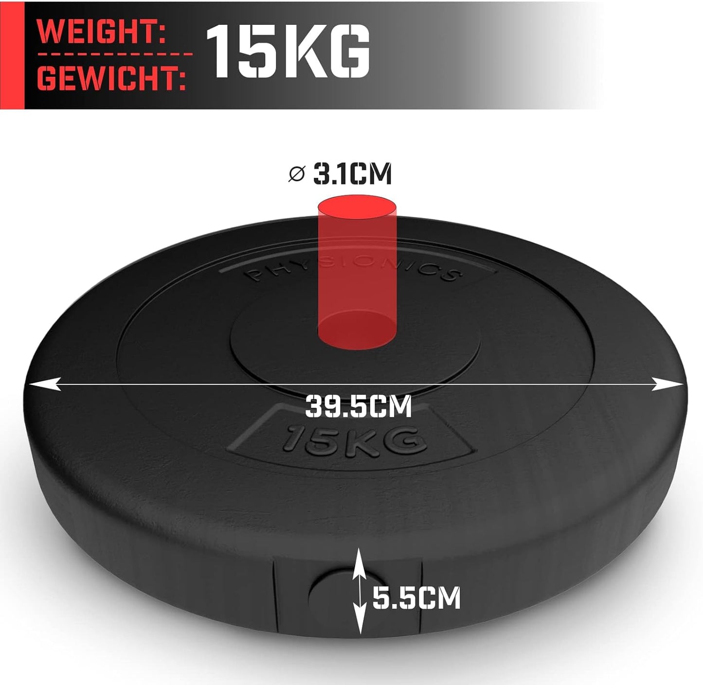 Set de discuri pentru haltere din plastic 5 - 30 kg 30 mm