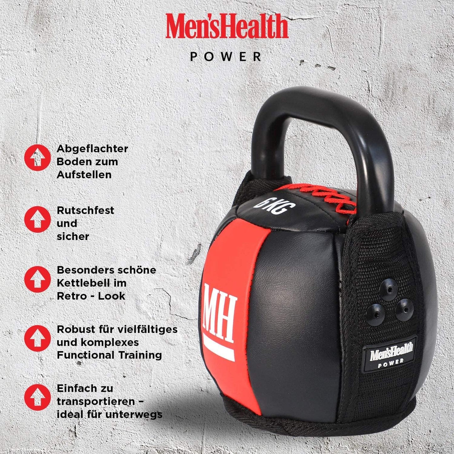 Kettlebell cu înveliș moale și mâner, greutate 6 - 12 KG, Lukadora