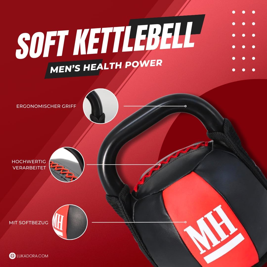 Kettlebell cu înveliș moale și mâner, greutate 6 - 12 KG, Lukadora