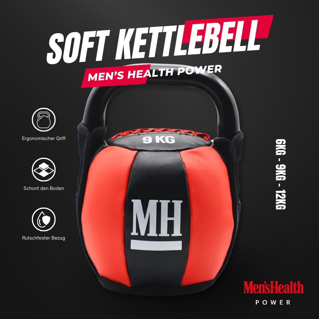 Kettlebell cu înveliș moale și mâner, greutate 6 - 12 KG, Lukadora
