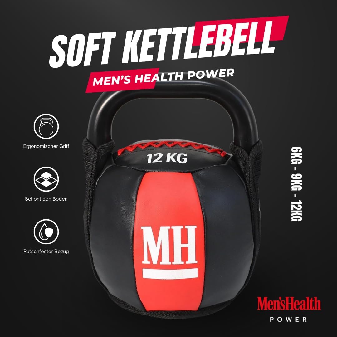 Kettlebell cu înveliș moale și mâner, greutate 6 - 12 KG, Lukadora