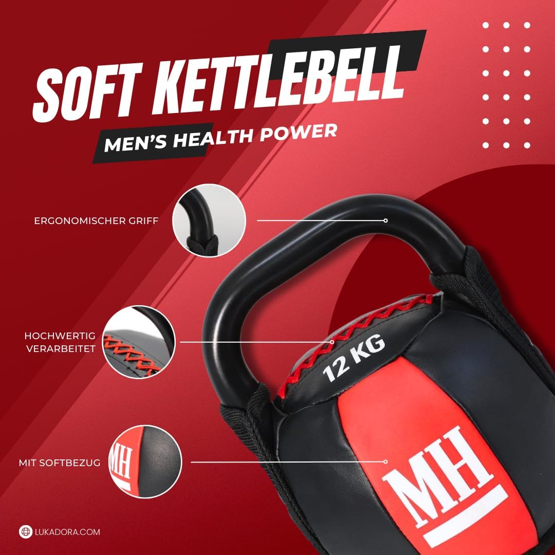 Kettlebell cu înveliș moale și mâner, greutate 6 - 12 KG, Lukadora