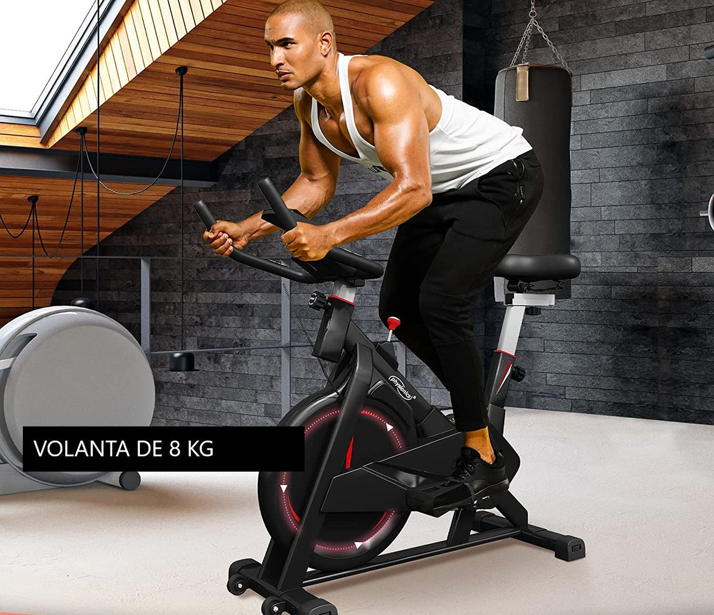 Bicicleta fitness, senzor puls pe ghidon, display LCD ce monitorizeaza timpul, viteza, distanta, pulsul, cronometru si caloriile, suport sticla apa, scaun/ghidon reglabil, 101 x 53 x 120 c