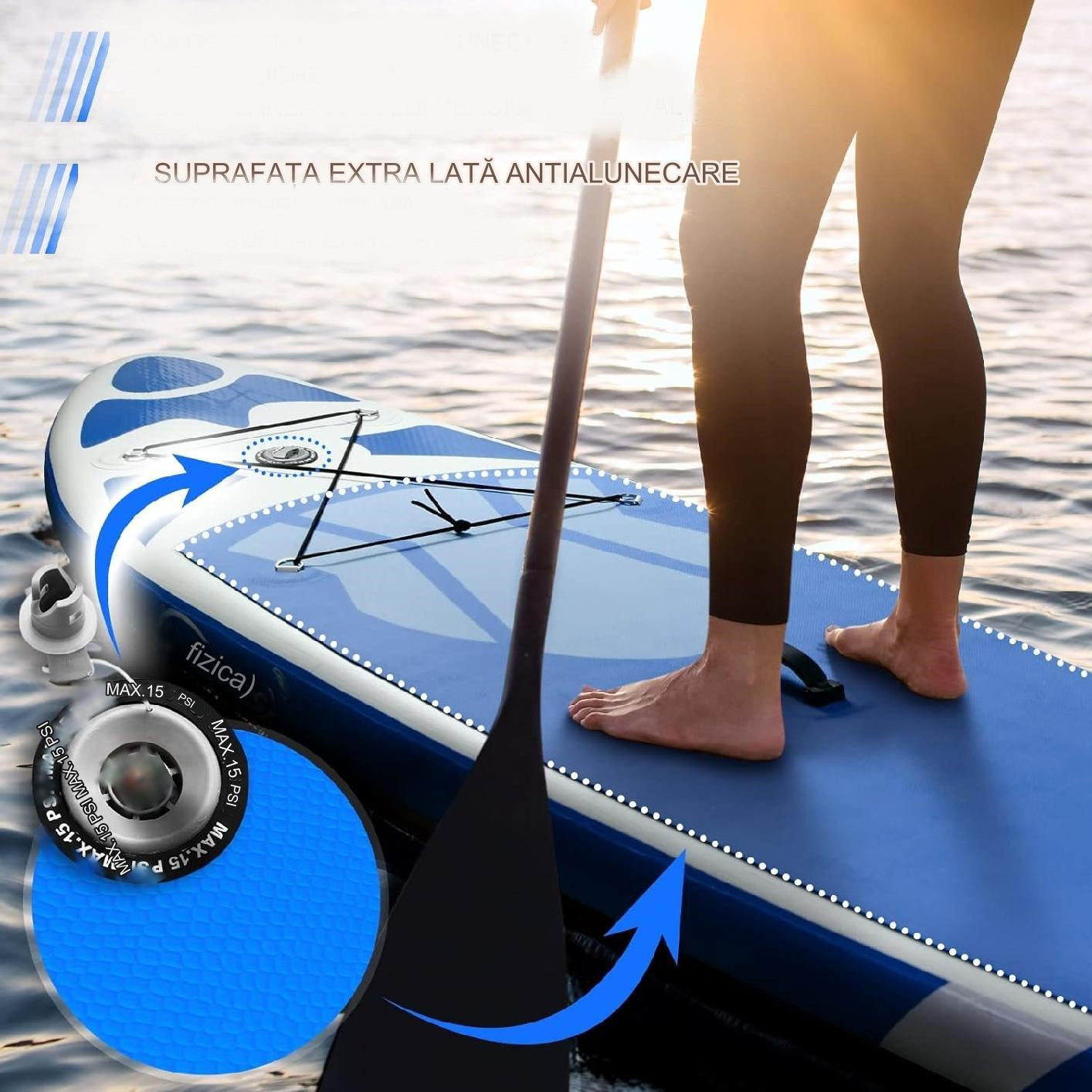 Placa de surf, Sup gobflabila, 320x80x15cm, albastru