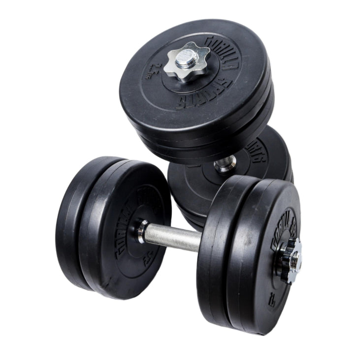 Set gantere reglabile 10 - 25 KG cu discuri din ciment Gorilla Sports