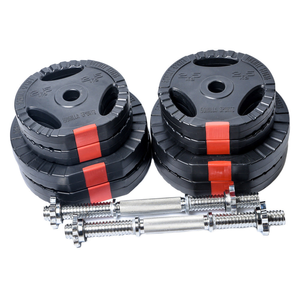 Set gantere reglabile din ciment cu grip de 10 - 45 KG Gorilla Sports