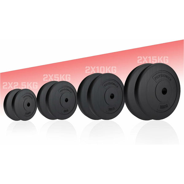 Set discuri de plastic, umplute cu ciment, 2 x 10kg, Physionics - Gorilla Sports Ro