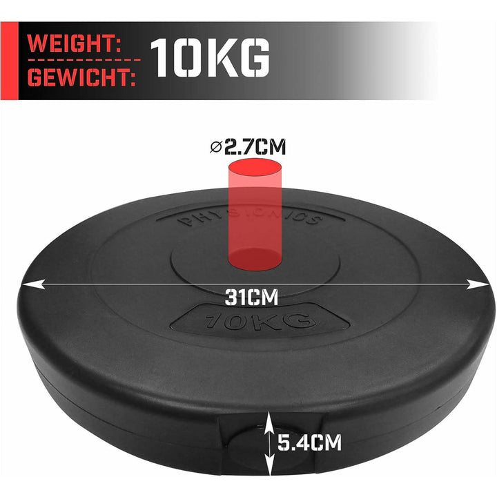 Set discuri din plastic umplute cu cimnet, 2 x 2kg, Physionics - Gorilla Sports Ro