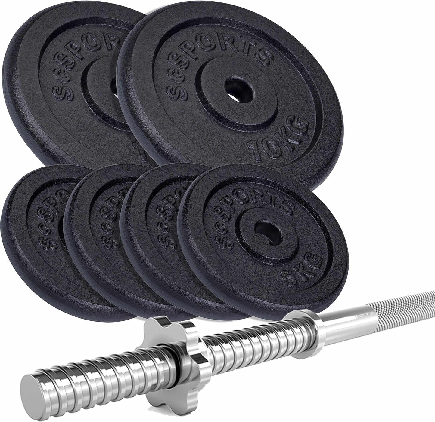Set haltera, bara si discuri, 40 - 50 KG, fonta, negru ScSports