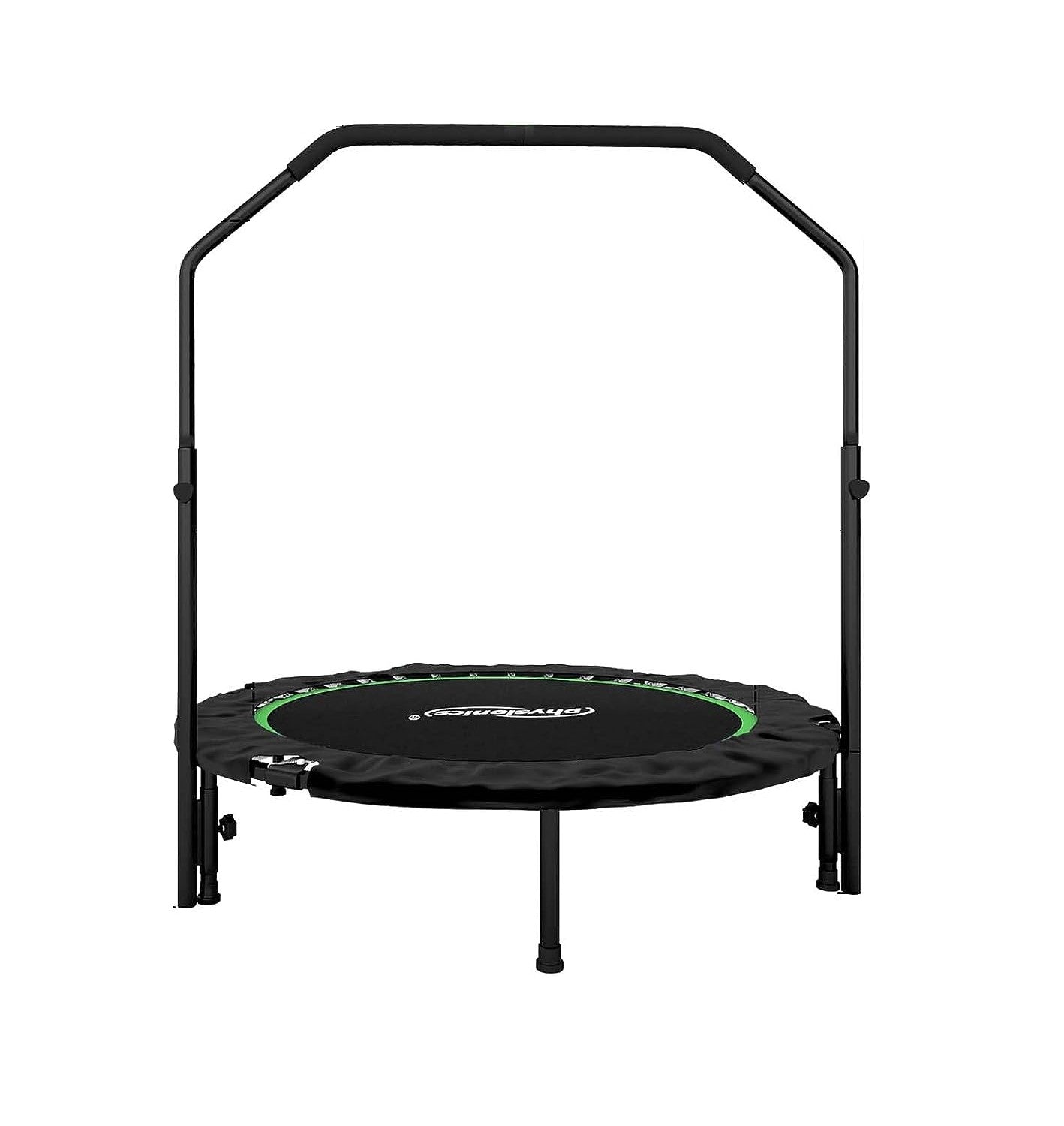 Trambulina fitness cu maner detasabil, pentru interior si exterior, pliabila, capacitate suportata 150 kg, negru/verde