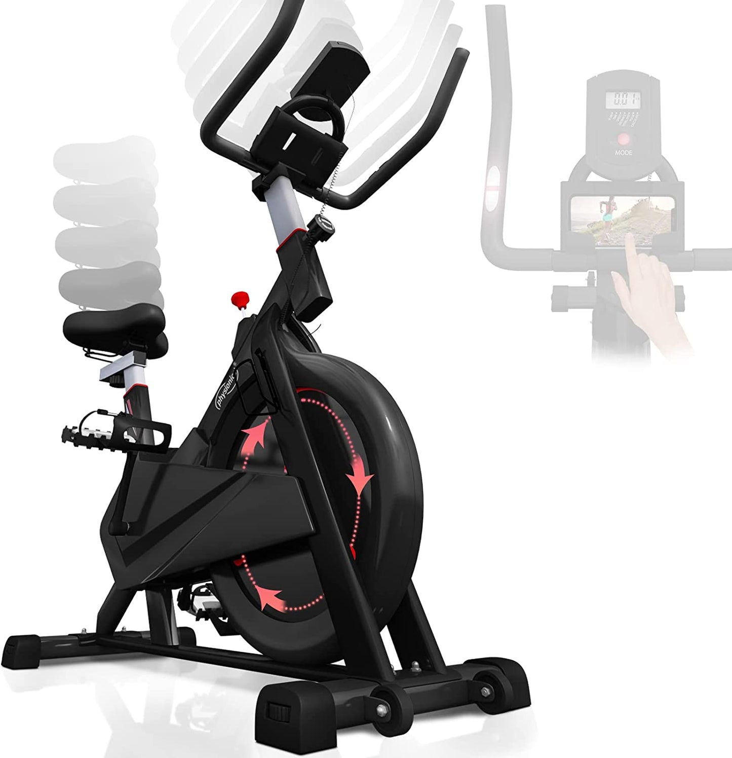 Bicicleta fitness, senzor puls pe ghidon, display LCD ce monitorizeaza timpul, viteza, distanta, pulsul, cronometru si caloriile, suport sticla apa, scaun/ghidon reglabil, 101 x 53 x 120 c