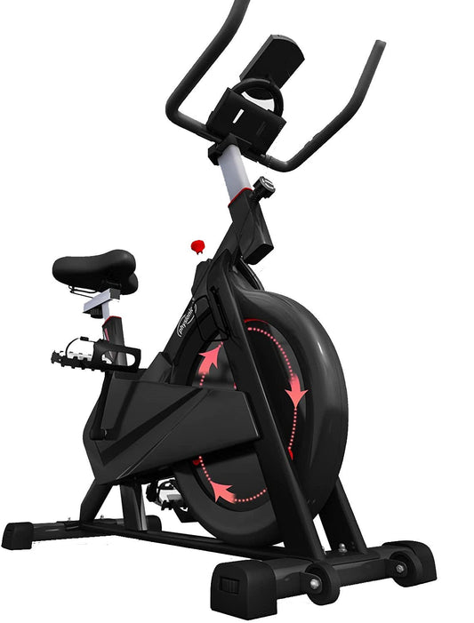 Bicicleta fitness, senzor puls pe ghidon, display LCD ce monitorizeaza timpul, viteza, distanta, pulsul, cronometru si caloriile, suport sticla apa, scaun/ghidon reglabil, 101 x 53 x 120 c