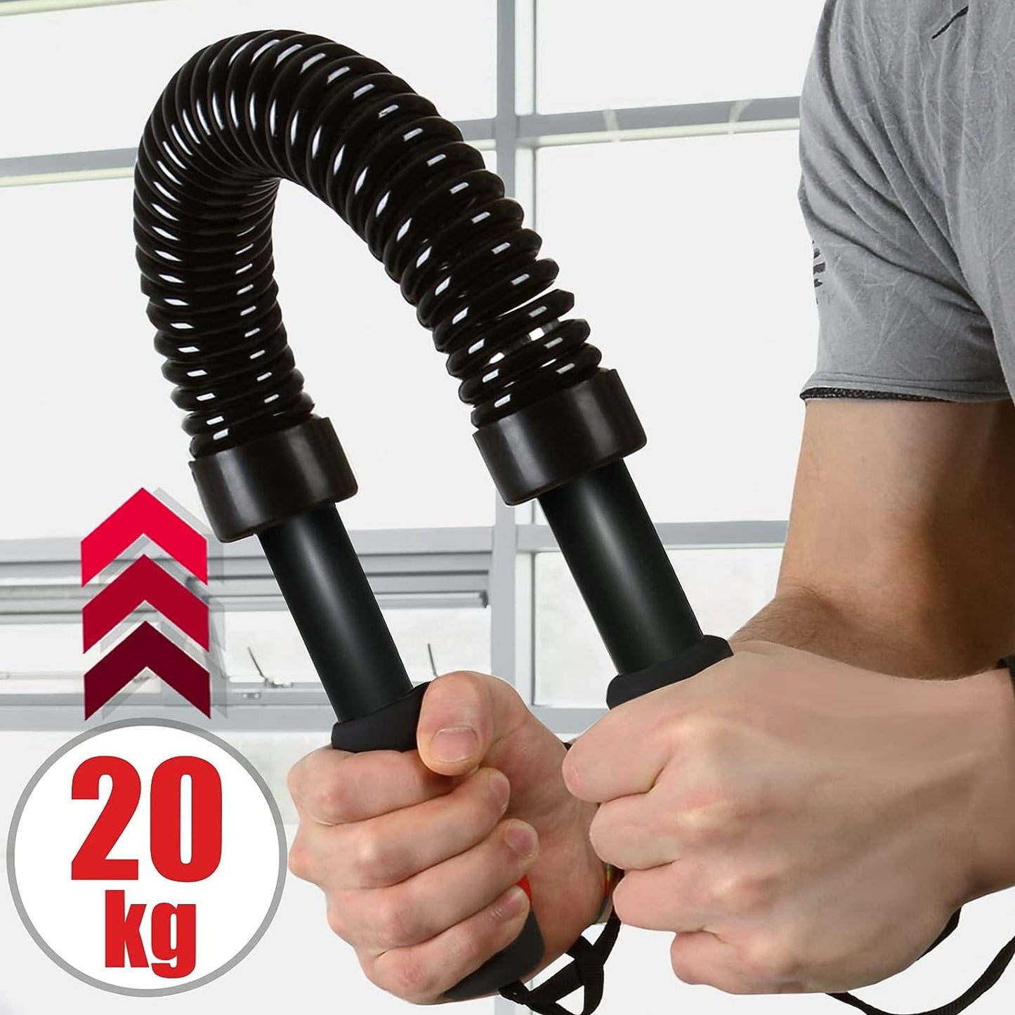 Flexor fitness Physionics®, din otel/cauciuc, negru, 68/4,1 cm, 40-50 kg