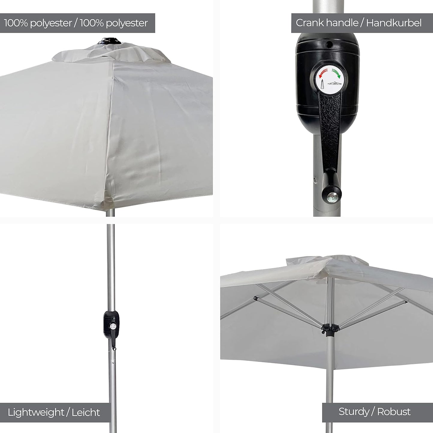 Umbrela de soare, 270 cm, crem antracit