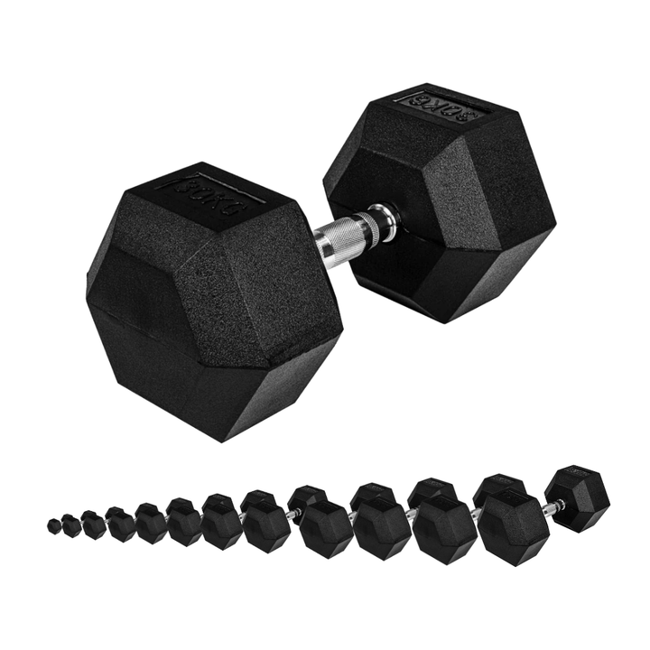 Gantera hexagonala din cauciuc, set de 2 buc, 2-30 Kg MOVIT