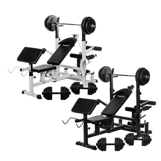 Banca multifunctionala, inclusiv gantere de 60 Kg, alb/negru MOVIT