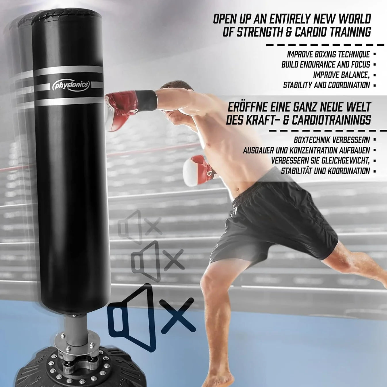 Sac de box cu suport, baza reglabila cu apa sau nisip, 175 cm