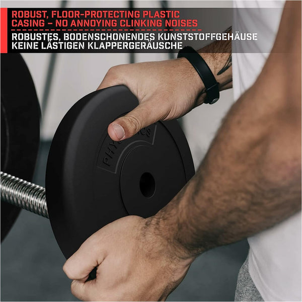 Set discuri de plastic, umplute cu ciment, 2 x 10kg, Physionics - Gorilla Sports Ro