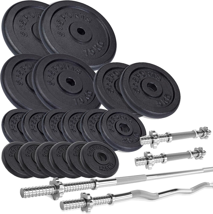 Set de haltere si gantere cu discuri, 100 de kg, fonta, negru ScSports