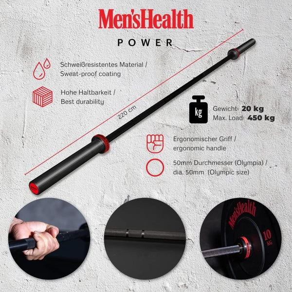 Bară olimpică, 50/51 mm, neagră, Lukadora