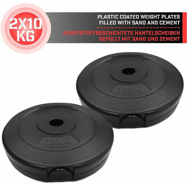 Set discuri din plastic umplute cu cimnet, 2 x 2kg, Physionics - Gorilla Sports Ro