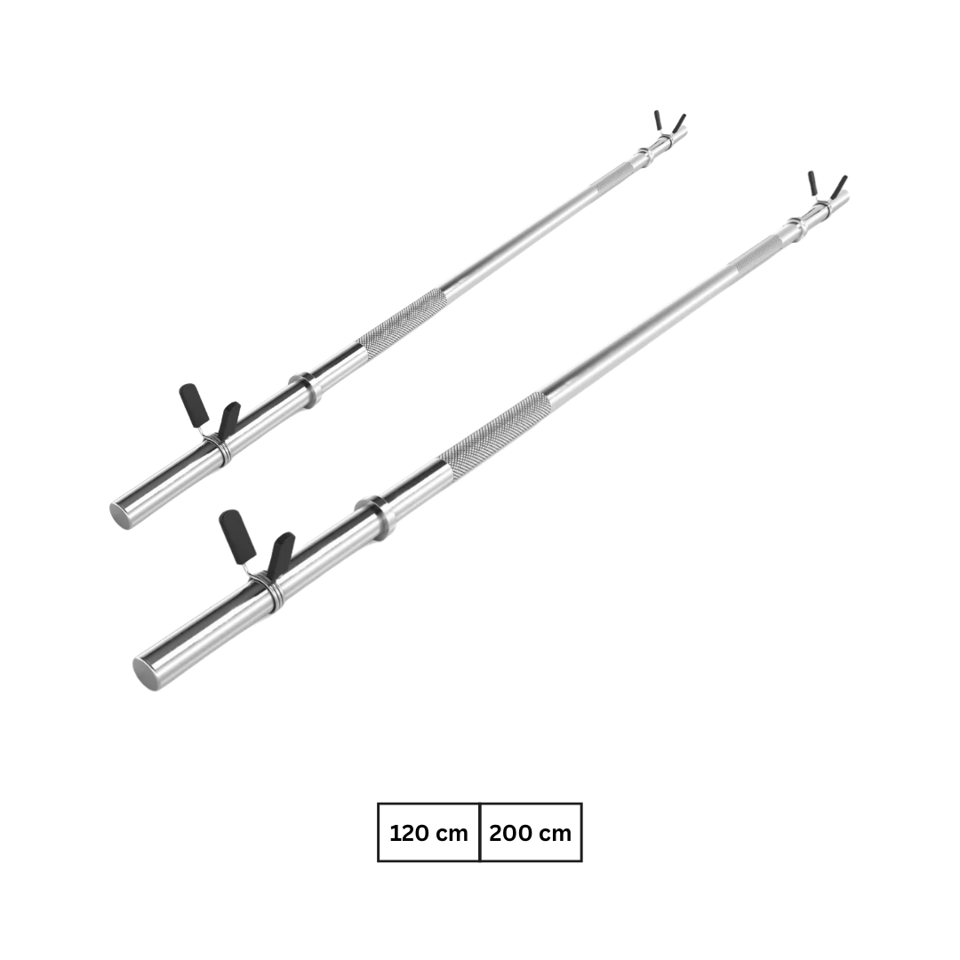 Bara de haltere de 120-180 cm, 30mm, pana la 120 kg, otel, crom, blocare cu arc ScSports