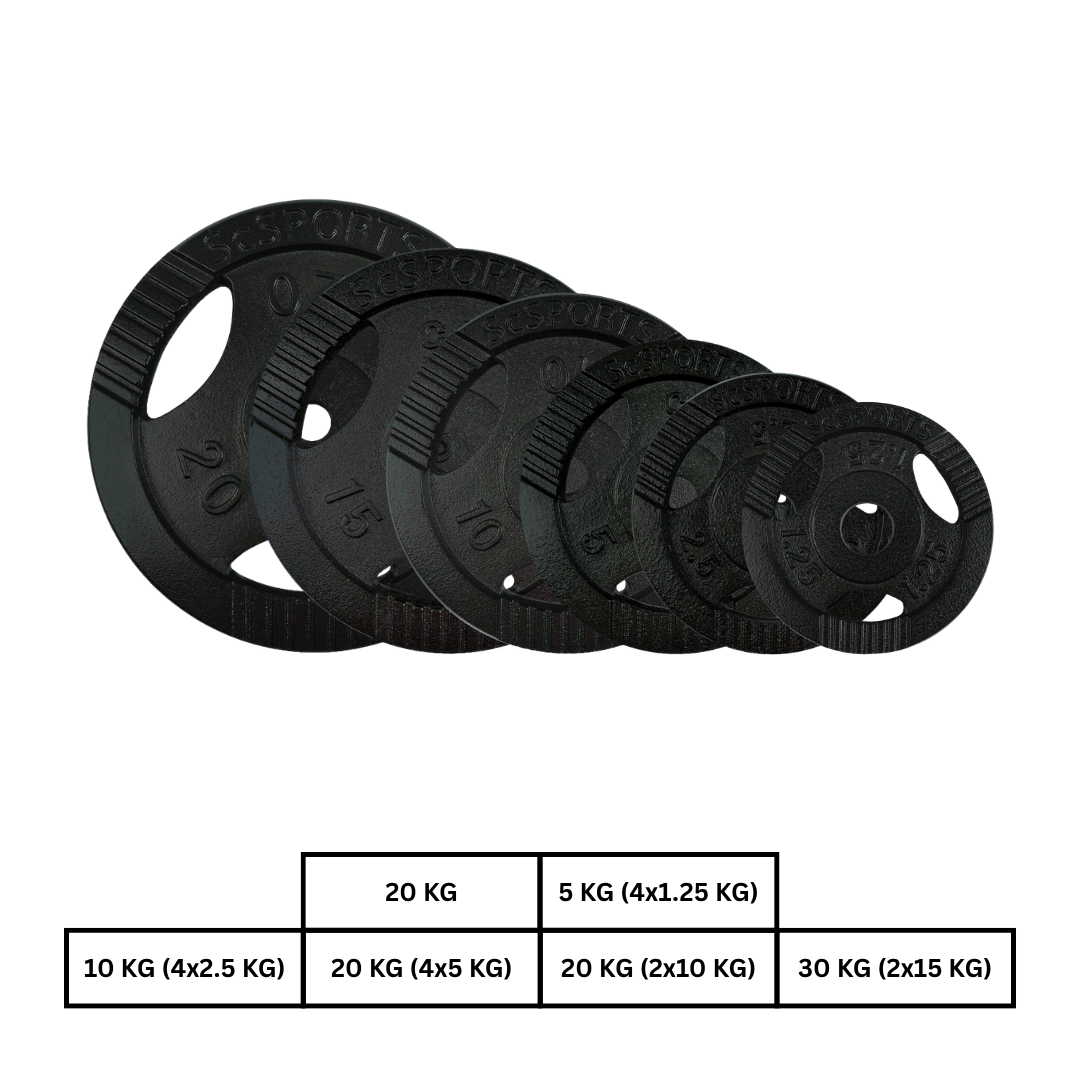 Set de placi de greutate, 5-30 Kg, 30/31mm, fonta, cu grip, negru ScSports