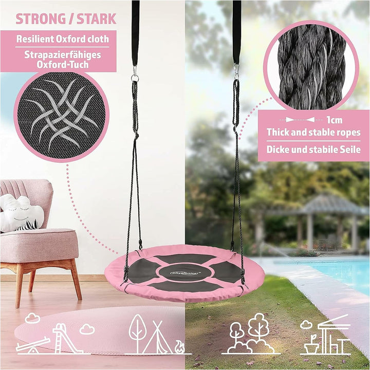 Leagan pentru copii si adulti, roz, interior/exterior, diametru 100 cm, Physionics - Gorilla Sports Ro