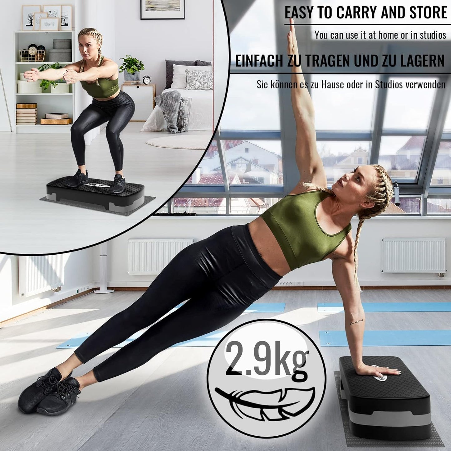 Placă de step Aerobic cu 3 trepte
