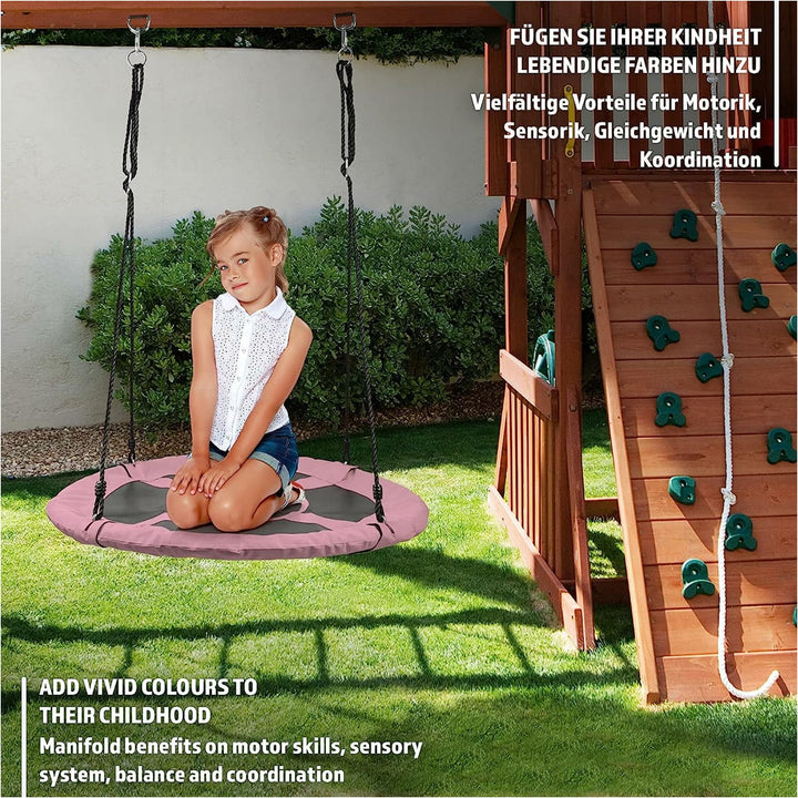 Leagan pentru copii si adulti, roz, interior/exterior, diametru 100 cm, Physionics - Gorilla Sports Ro