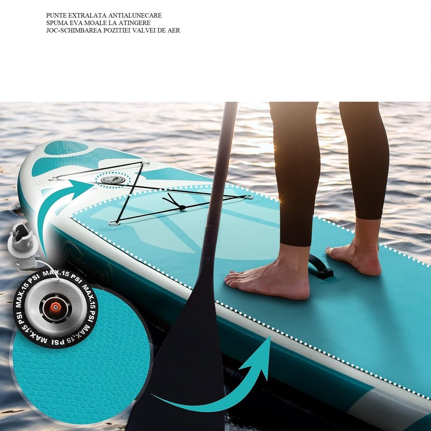 Placa de surf, Sup gobflabila, 305x76x12cm, verde menta
