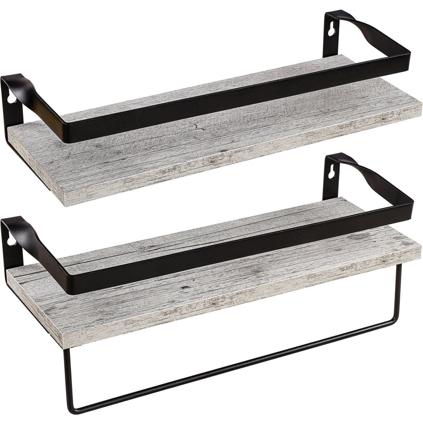 Set 2 rafturi de perete, 40 cm, lemn rustic alb