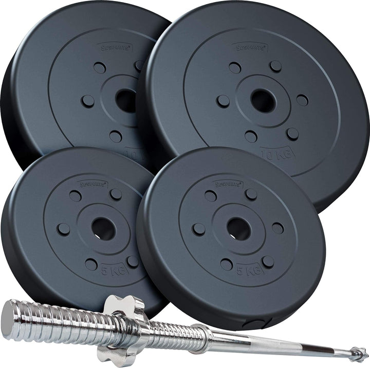 Set de haltere 30 kg, bara de haltere, 120/160 cm, 30/31 mm, discuri de greutate, fonta ScSports