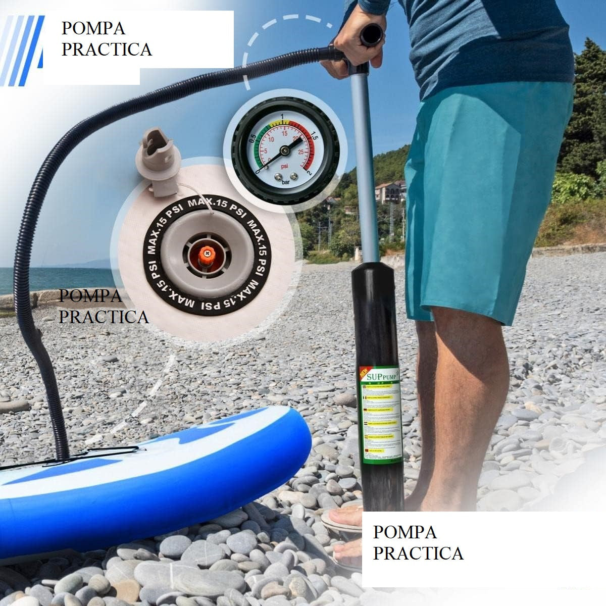 Placa de surf, Sup gobflabila, 305x76x12cm, albastra