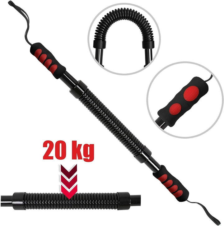 Flexor fitness Physionics®, din otel/cauciuc, negru, 68/4,1 cm, 40-50 kg