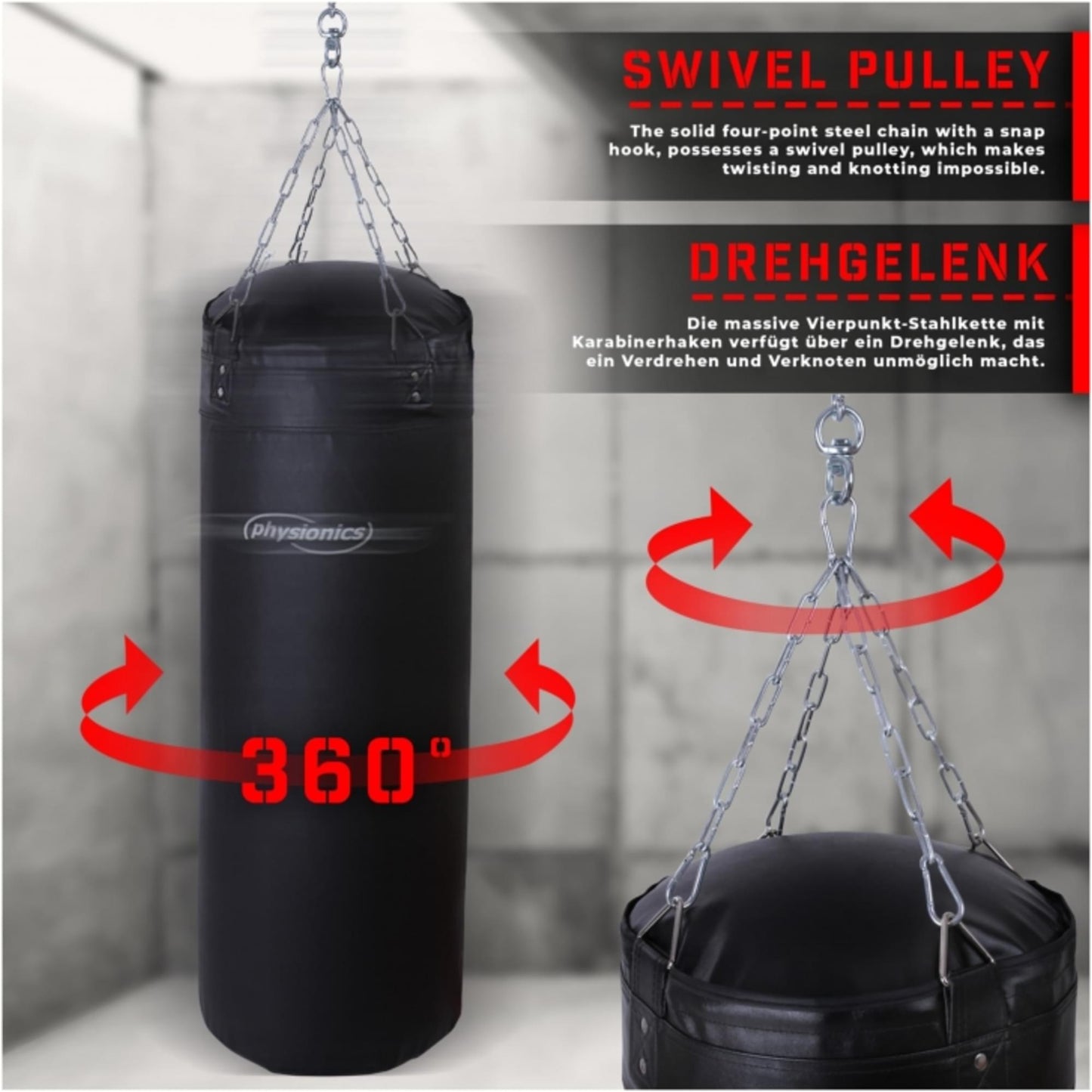 Sac de box, 100cm, 27kg, Physionic - Gorilla Sports Ro