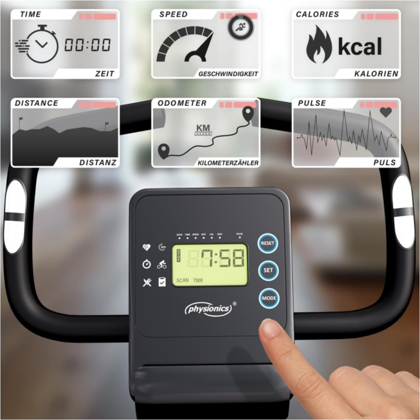 Bicicletă cardio cu afișaj LCD, Physionics - Gorilla Sports Ro