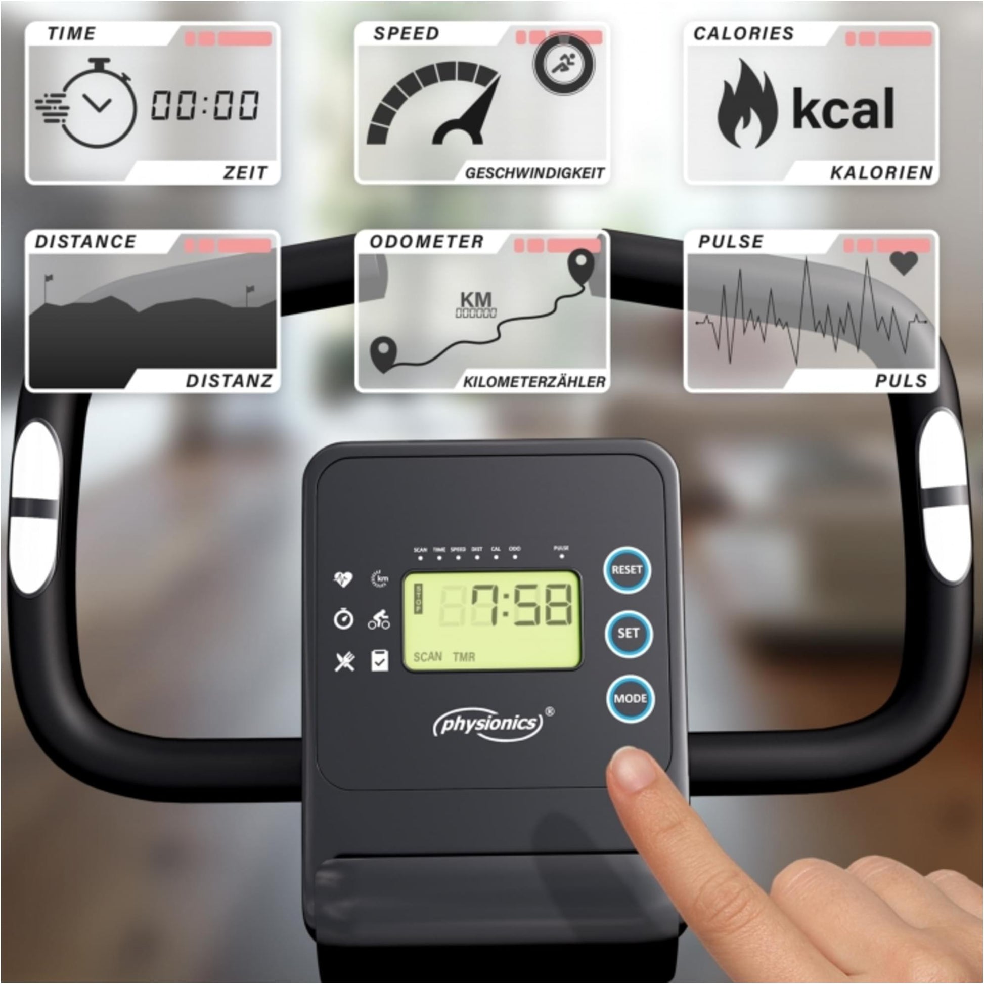 Bicicletă cardio cu afișaj LCD, Physionics - Gorilla Sports Ro