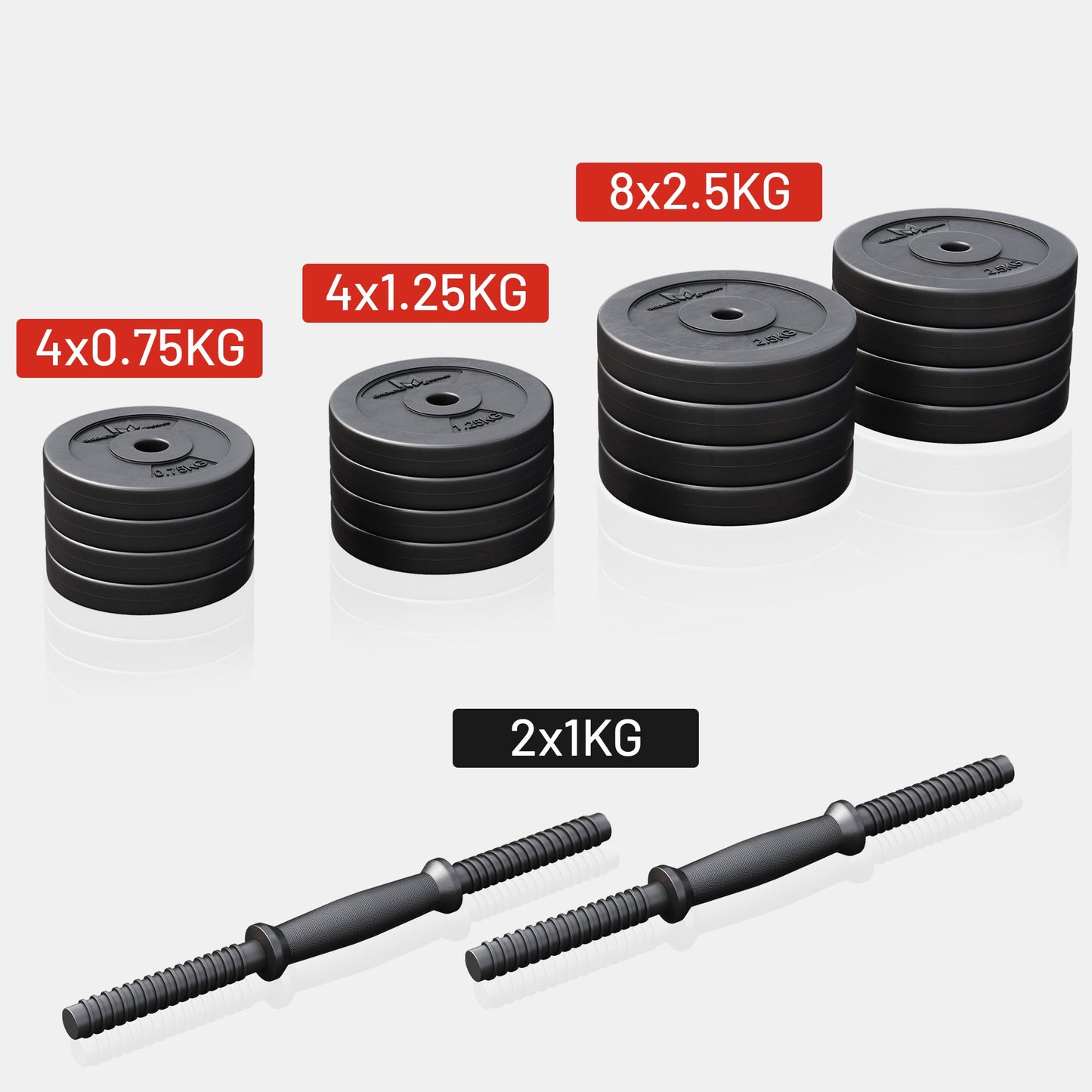 Set de gantere E-Series din plastic 30 kg 25 mm
