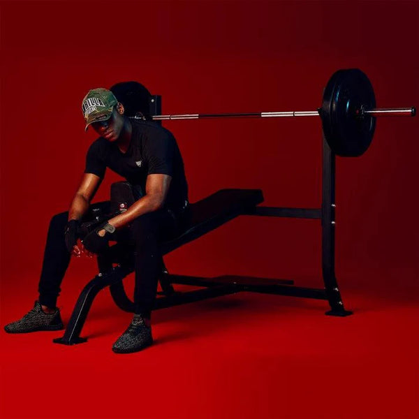 Banca fixa inclinata cu suport, negru Gorilla Sports