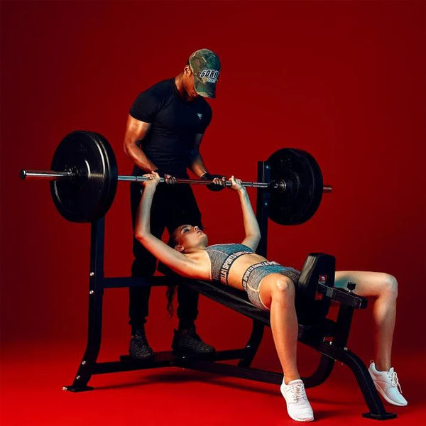 Banca fixa inclinata cu suport, negru Gorilla Sports