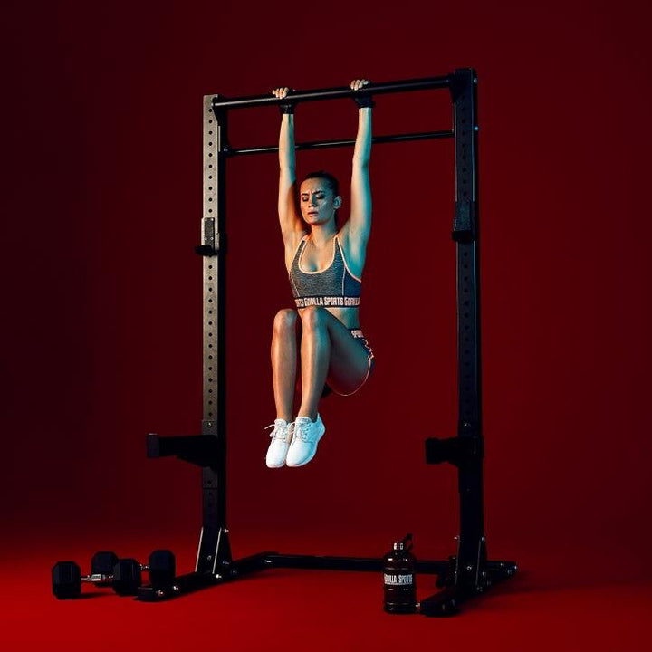 Rack multifuncțional pentru genuflexiuni, negru