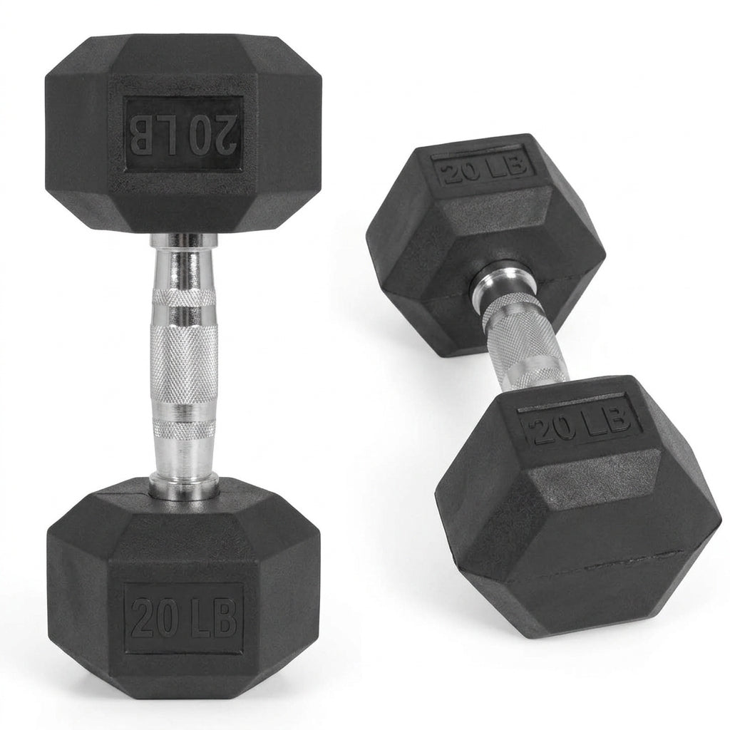 Ganteră hexagonală cauciucată 20 lbs – US EDITION