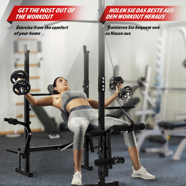 Banca multifunctionala cu scripete pentru tractiuni (lat pulldown) inclus, PHYSIONICS